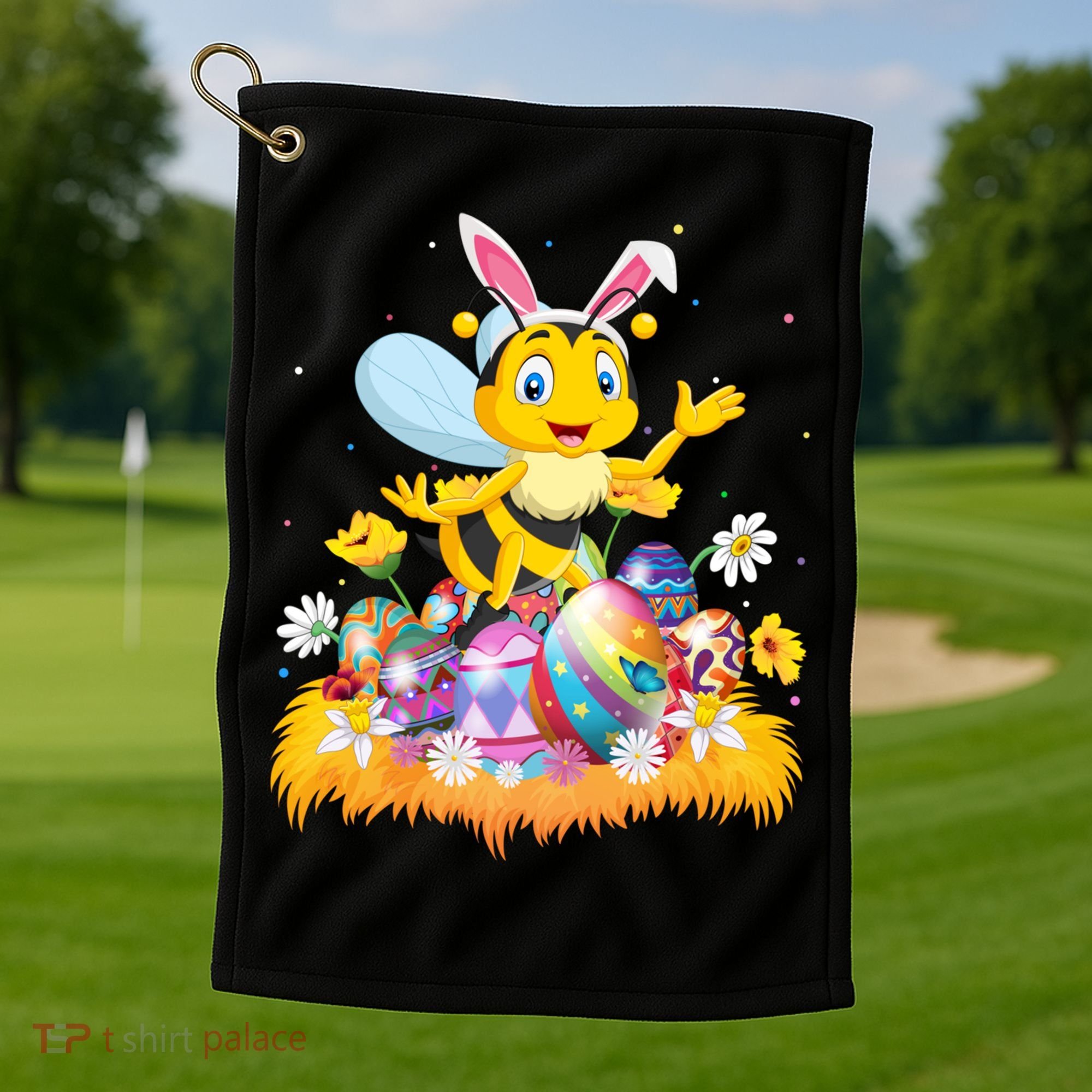 Funny Easter Egg Lover Cute Bee Easter Sunday Cute Gift Golf Towel