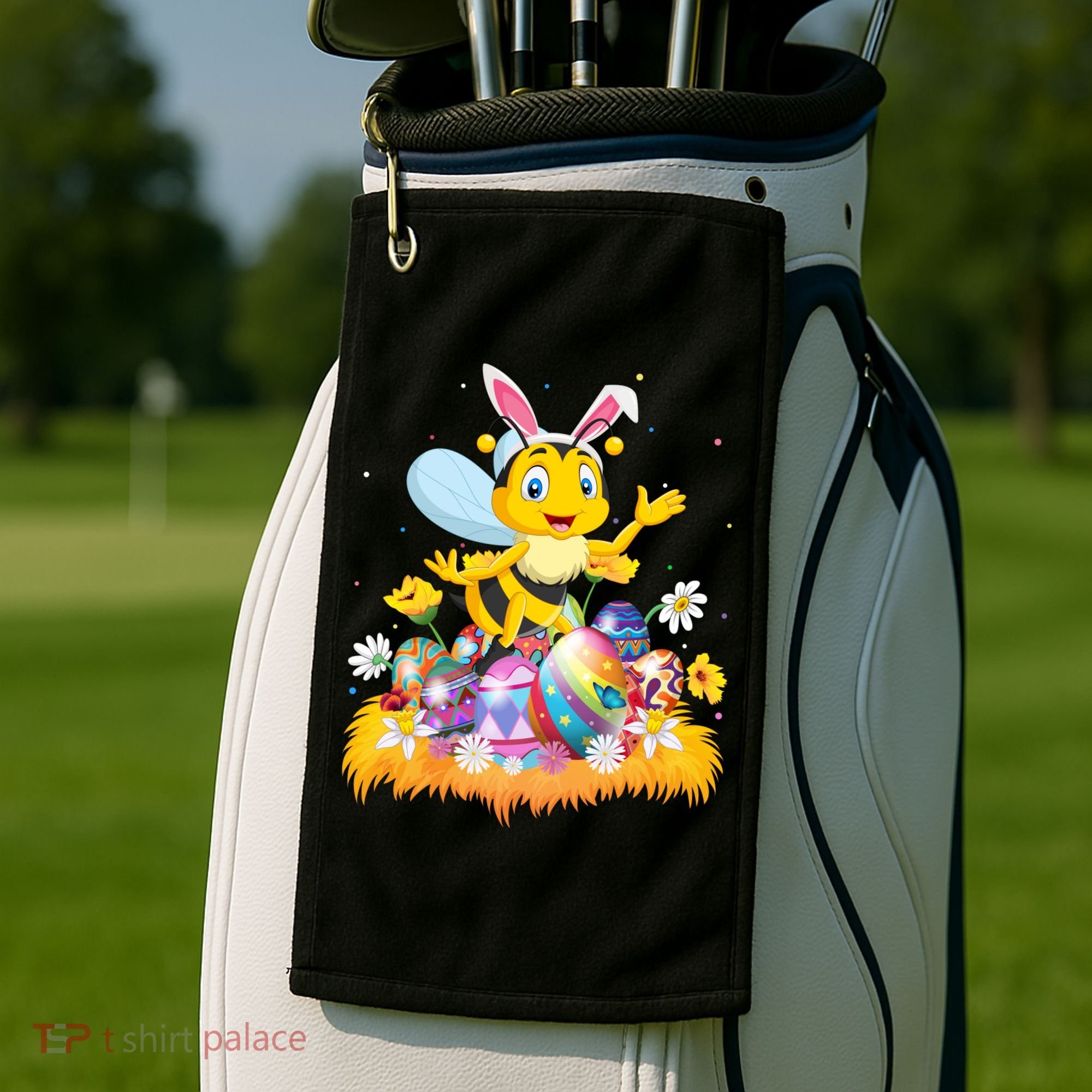 Funny Easter Egg Lover Cute Bee Easter Sunday Cute Gift Golf Towel