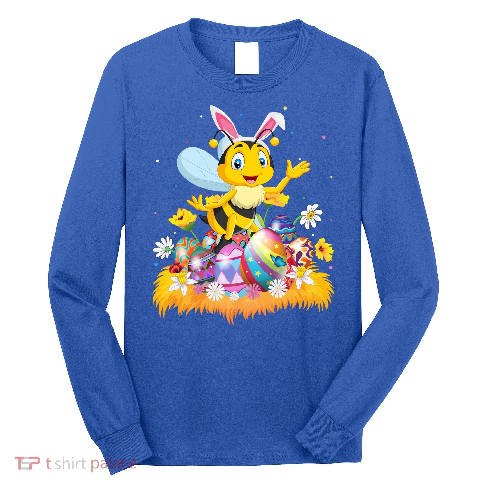 Funny Easter Egg Lover Cute Bee Easter Sunday Cute Gift Long Sleeve Shirt