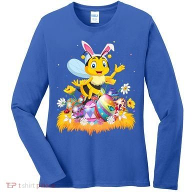 Funny Easter Egg Lover Cute Bee Easter Sunday Cute Gift Women's Long Sleeve Shirt