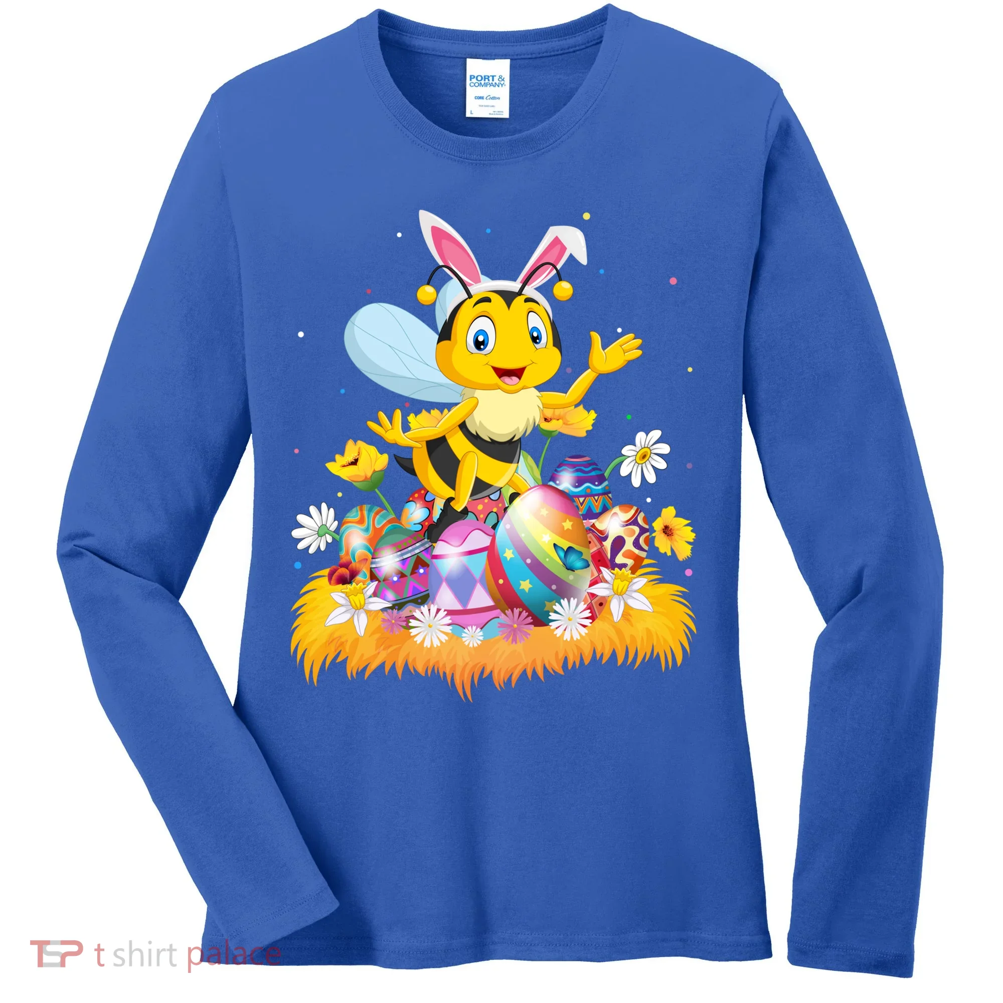Funny Easter Egg Lover Cute Bee Easter Sunday Cute Gift Women's Long Sleeve Shirt