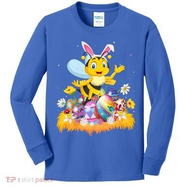 Funny Easter Egg Lover Cute Bee Easter Sunday Cute Gift Kids Long Sleeve Shirt