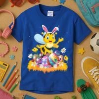 Funny Easter Egg Lover Cute Bee Easter Sunday Cute Gift Kids T-Shirt thumb 3