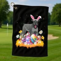 Funny Easter Egg Lover Miniature Schnauzer Dog Easter Sunday Gift Golf Towel thumb 1
