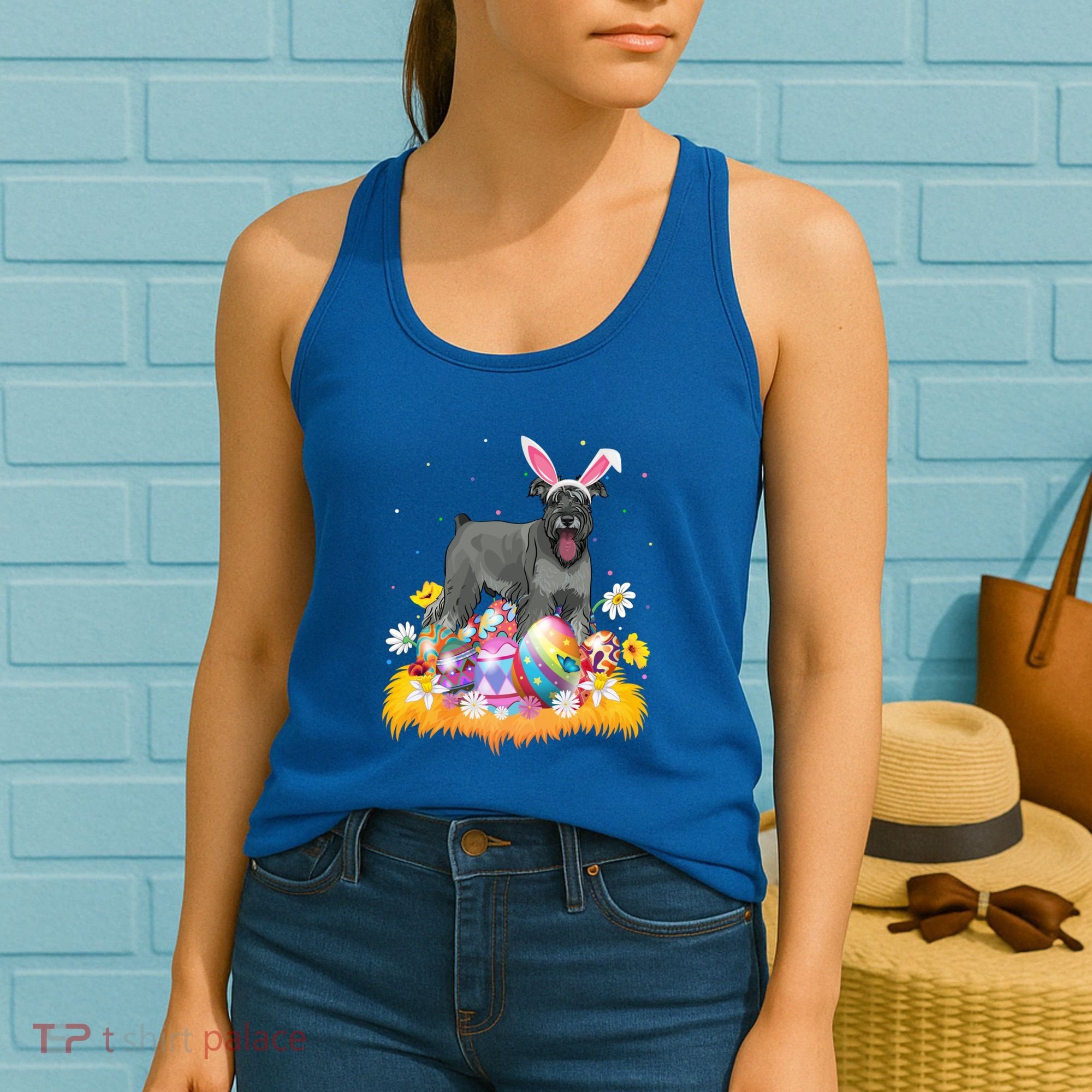 Funny Easter Egg Lover Miniature Schnauzer Dog Easter Sunday Gift Women's Tank Top