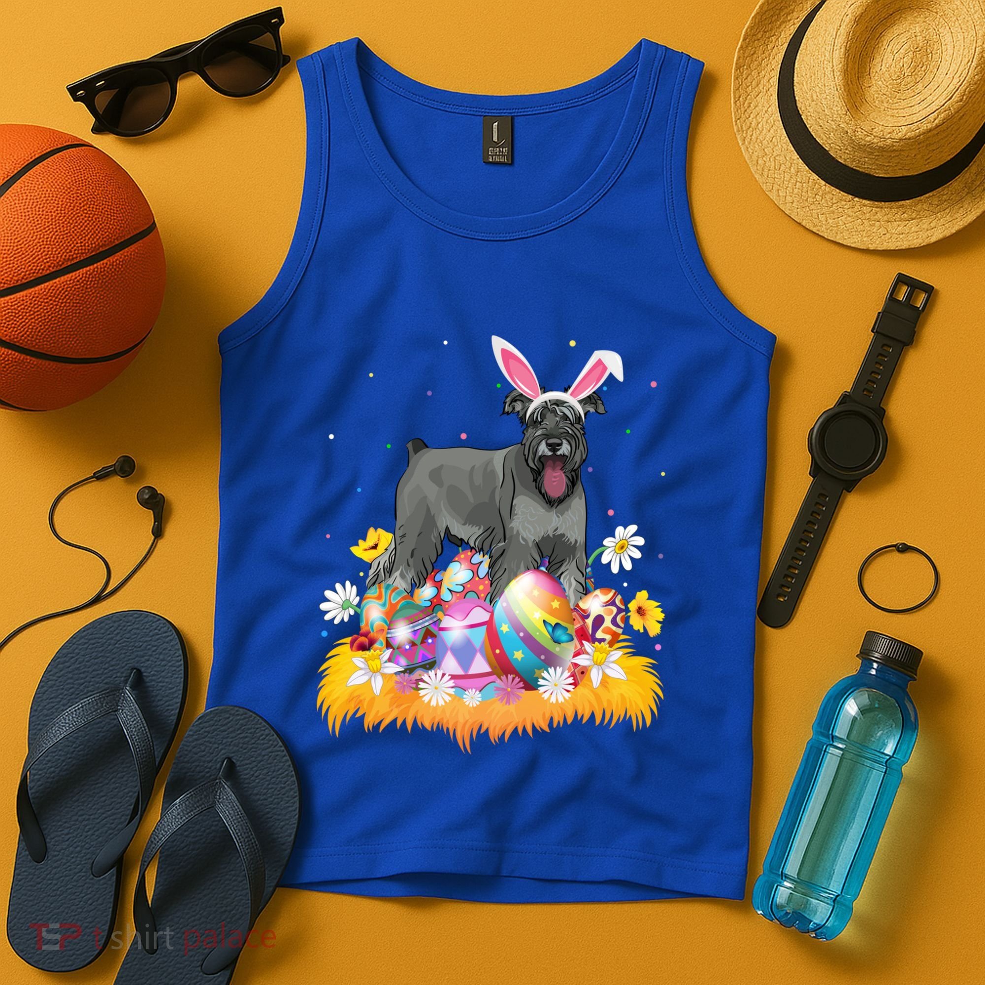 Funny Easter Egg Lover Miniature Schnauzer Dog Easter Sunday Gift Tank Top