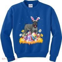 Funny Easter Egg Lover Miniature Schnauzer Dog Easter Sunday Gift Kids Sweatshirt thumb 0
