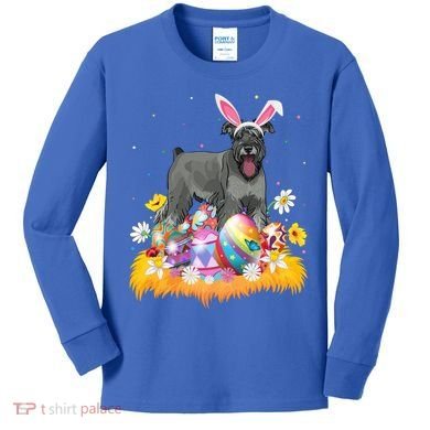 Funny Easter Egg Lover Miniature Schnauzer Dog Easter Sunday Gift Kids Long Sleeve Shirt