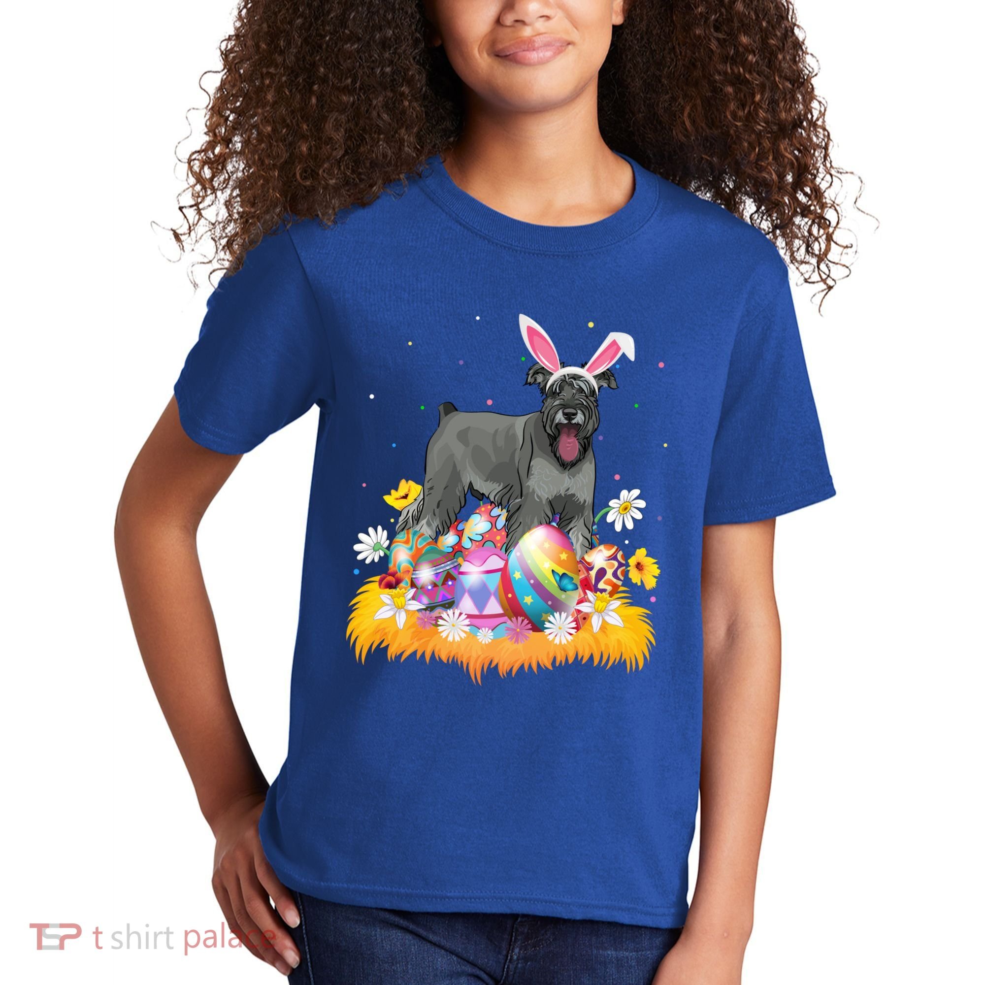 Funny Easter Egg Lover Miniature Schnauzer Dog Easter Sunday Gift Kids T-Shirt