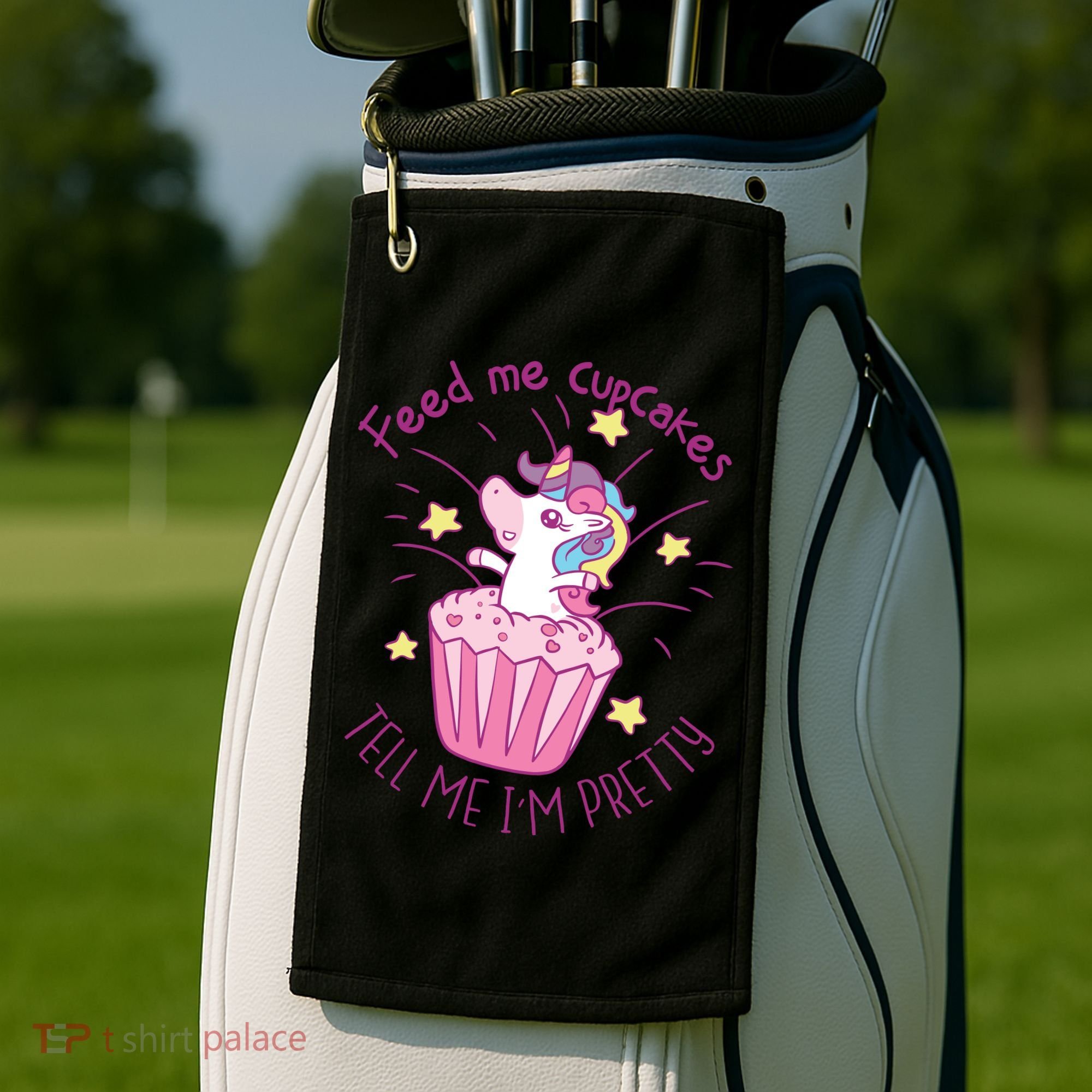 Feed Me Cupcakes Tell Me I'm Pretty Golf Towel