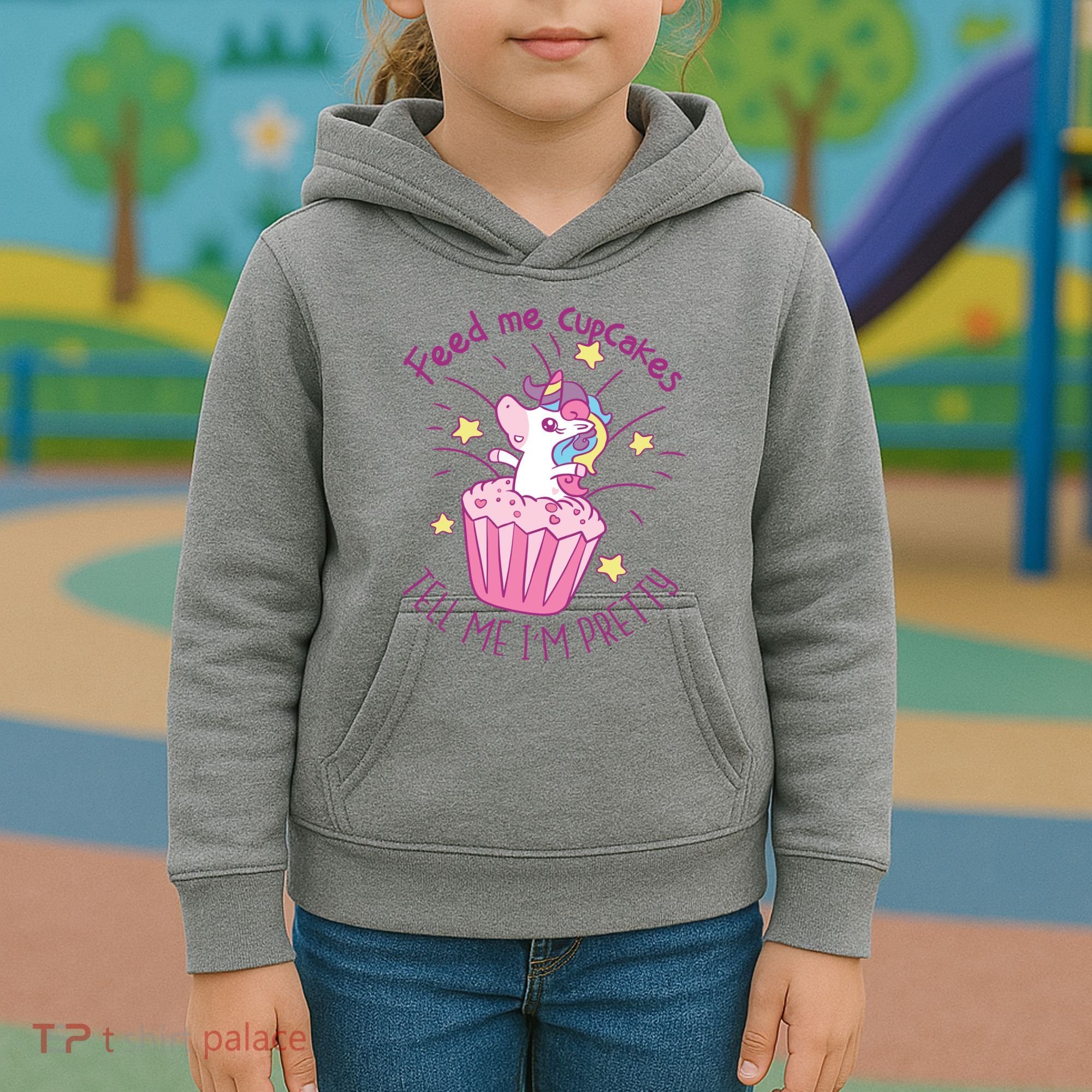 Feed Me Cupcakes Tell Me I'm Pretty Kids Hoodie