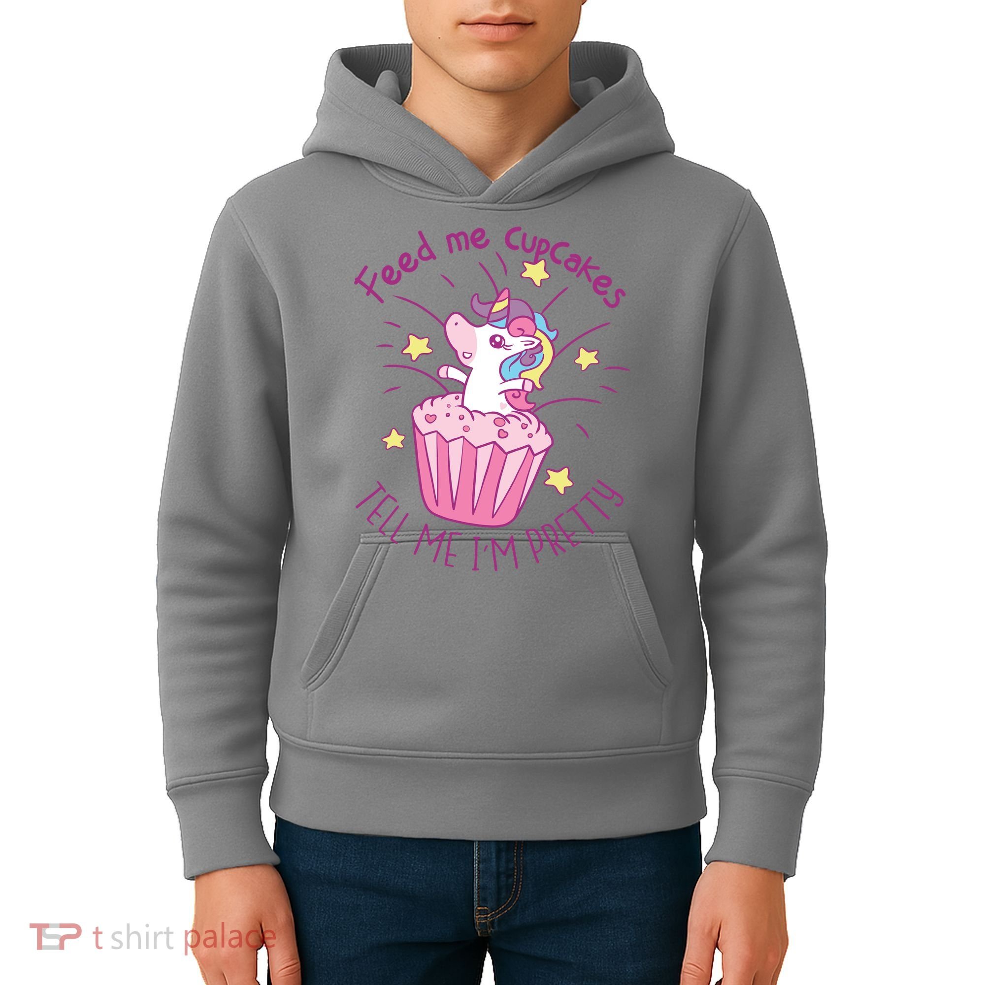 Feed Me Cupcakes Tell Me I'm Pretty Kids Hoodie