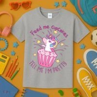 Feed Me Cupcakes Tell Me I'm Pretty Kids T-Shirt thumb 3