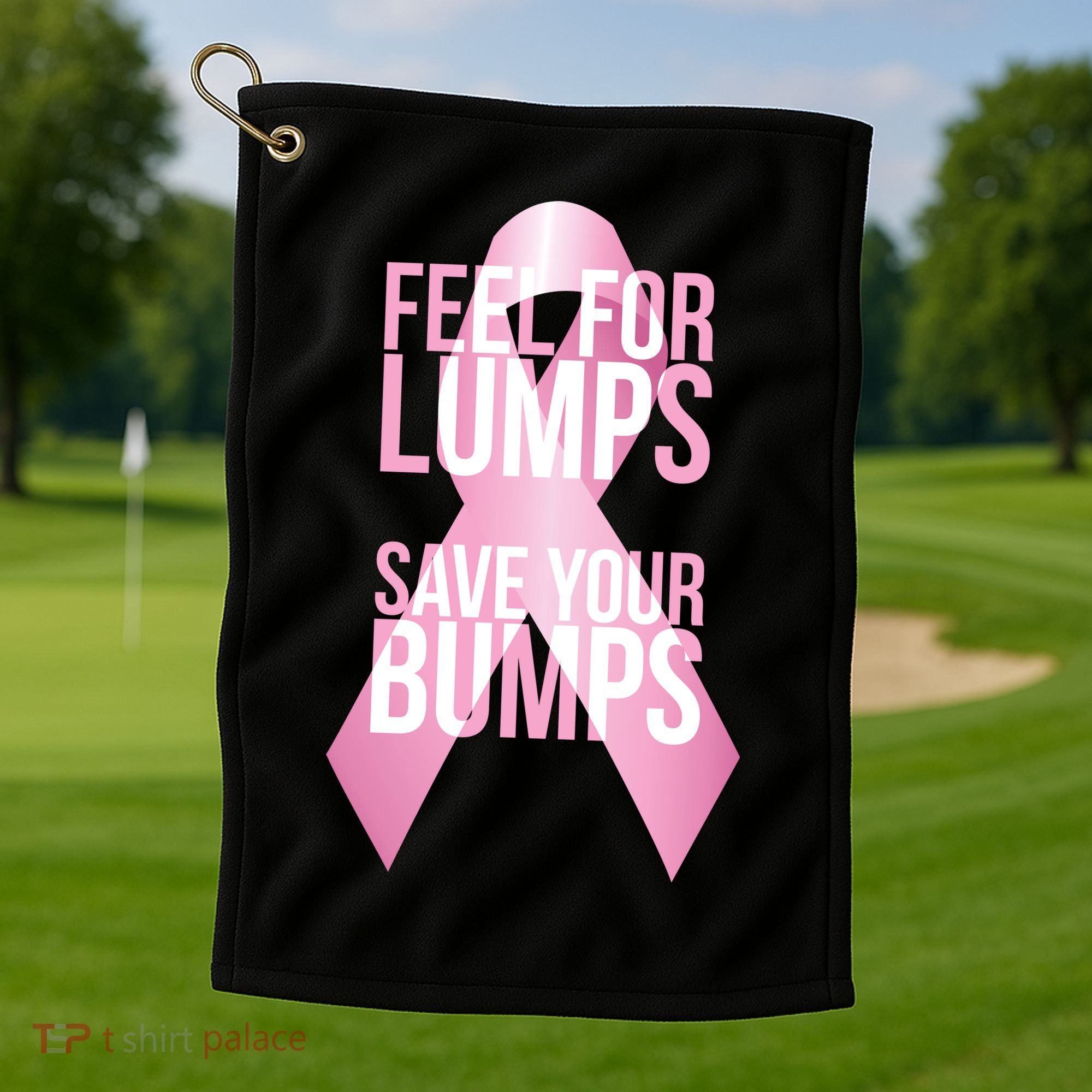 Feel For Lumps, Save Your Bumps - Breast Cancer Awareness Golf Towel