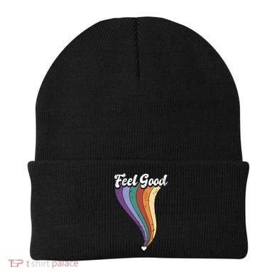 Feel Good Retro Vintage Rainbow Beanie