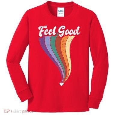 Feel Good Retro Vintage Rainbow Kids Long Sleeve Shirt