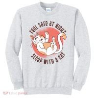 Feel Safe At Night Sleep With A Cat Sweatshirt thumb 0