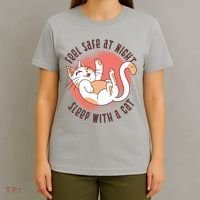 Feel Safe At Night Sleep With A Cat T-Shirt thumb 4