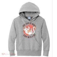 Feel Safe At Night Sleep With A Cat Kids Hoodie thumb 0