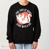 Feel Safe At Night Sleep With A Cat Women's Sweatshirt thumb 0