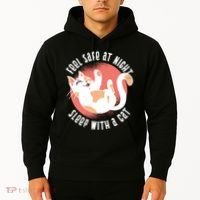 Feel Safe At Night Sleep With A Cat Hoodie thumb 2