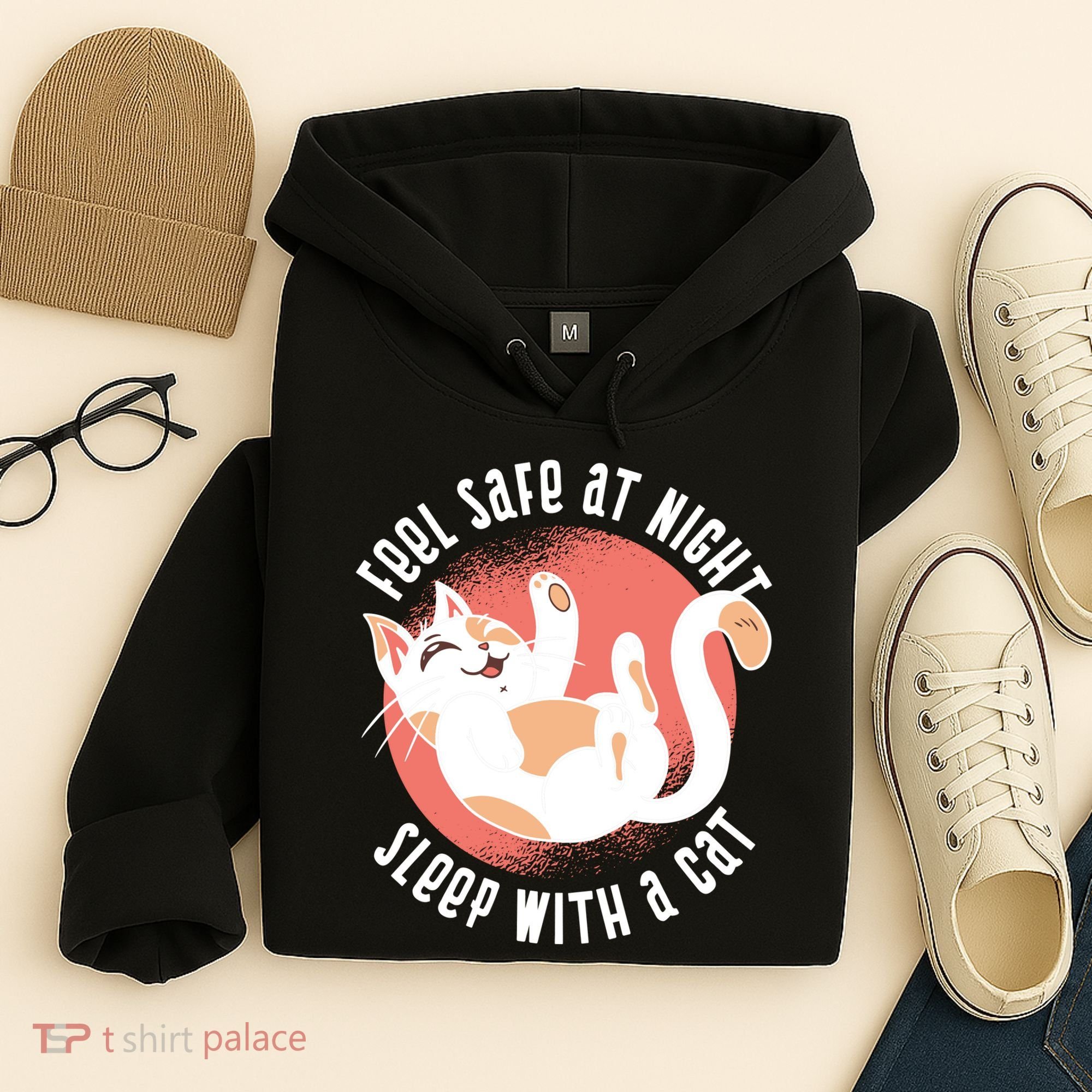 Feel Safe At Night Sleep With A Cat Hoodie