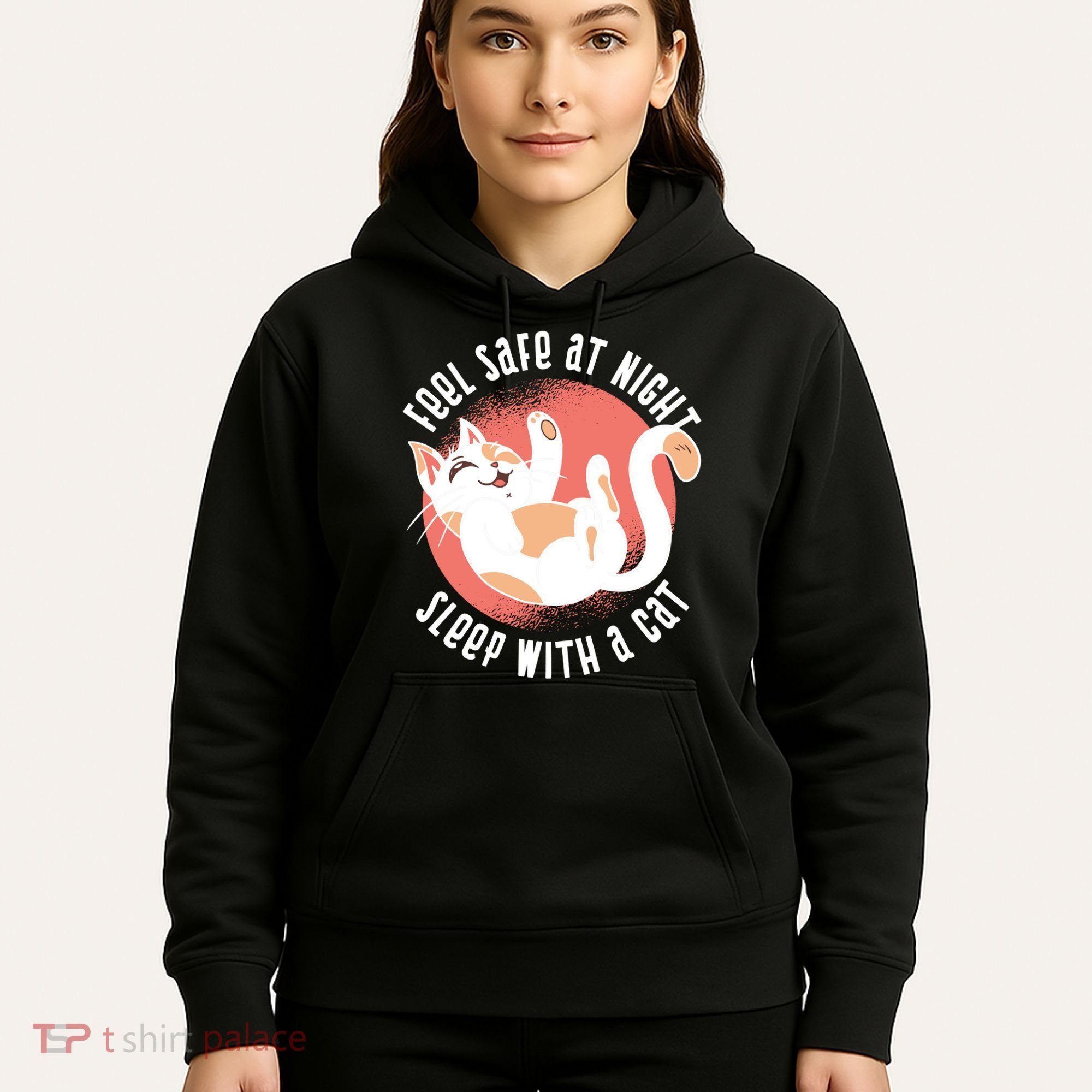 Feel Safe At Night Sleep With A Cat Hoodie