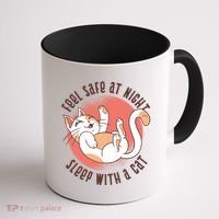 Feel Safe At Night Sleep With A Cat Coffee Mug thumb 1