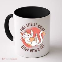 Feel Safe At Night Sleep With A Cat Coffee Mug thumb 0