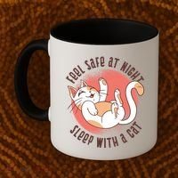 Feel Safe At Night Sleep With A Cat Coffee Mug thumb 2