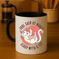 Feel Safe At Night Sleep With A Cat Coffee Mug thumb 4