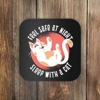 Feel Safe At Night Sleep With A Cat Coaster thumb 0