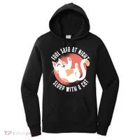 Feel Safe At Night Sleep With A Cat Women's Hoodie thumb 0