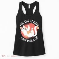 Feel Safe At Night Sleep With A Cat Women's Tank Top thumb 0