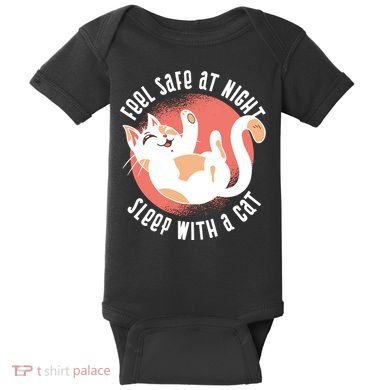 Feel Safe At Night Sleep With A Cat Baby Bodysuit