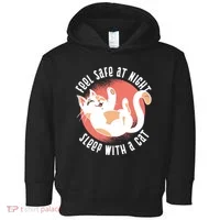 Feel Safe At Night Sleep With A Cat Toddler Hoodie thumb 0