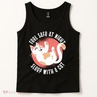 Feel Safe At Night Sleep With A Cat Tank Top thumb 2