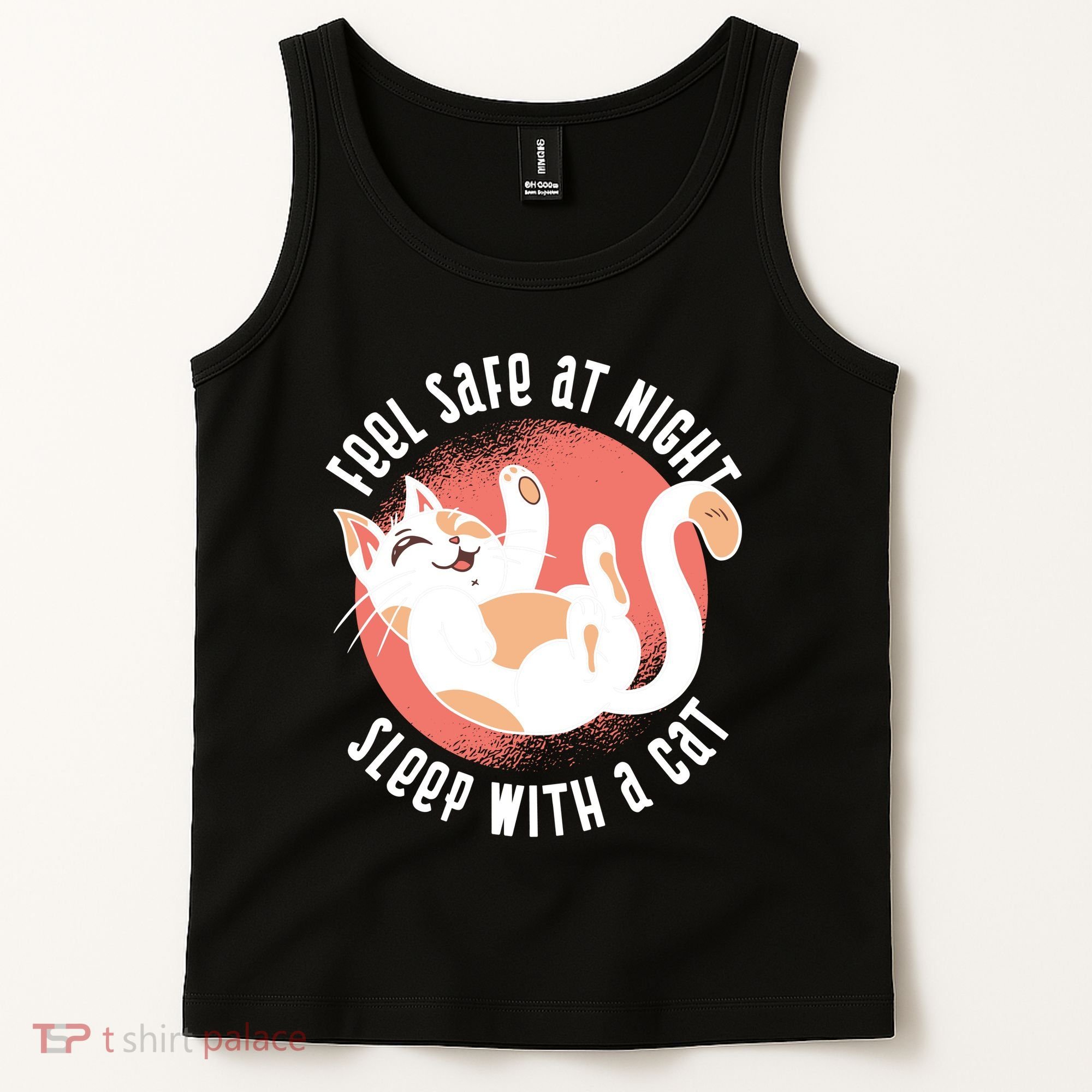 Feel Safe At Night Sleep With A Cat Tank Top