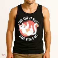 Feel Safe At Night Sleep With A Cat Tank Top thumb 3