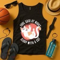 Feel Safe At Night Sleep With A Cat Tank Top thumb 4