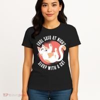 Feel Safe At Night Sleep With A Cat Women's T-Shirt thumb 4