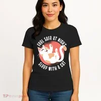 Feel Safe At Night Sleep With A Cat Women's T-Shirt thumb 4