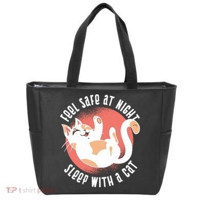 Feel Safe At Night Sleep With A Cat Tote Bag
