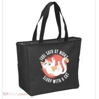 Feel Safe At Night Sleep With A Cat Tote Bag thumb 2