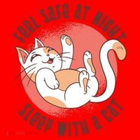 Feel Safe At Night Sleep With A Cat Santa Hat thumb 1