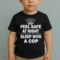 Feel Safe At Night Sleep With A Cop Toddler T-Shirt thumb 2