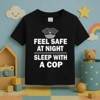 Feel Safe At Night Sleep With A Cop Toddler T-Shirt thumb 3