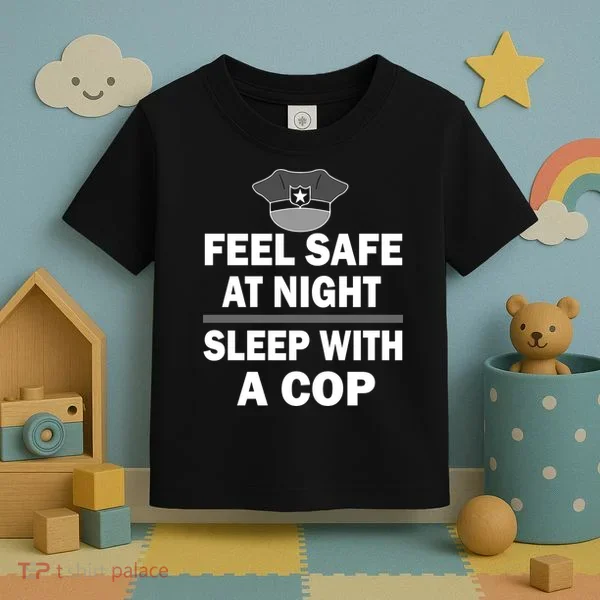 Feel Safe At Night Sleep With A Cop Toddler T-Shirt