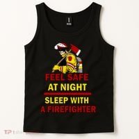 Feel Safe At Night Sleep With A Firefighter Tank Top thumb 2