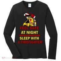 Feel Safe At Night Sleep With A Firefighter Women's Long Sleeve Shirt thumb 0